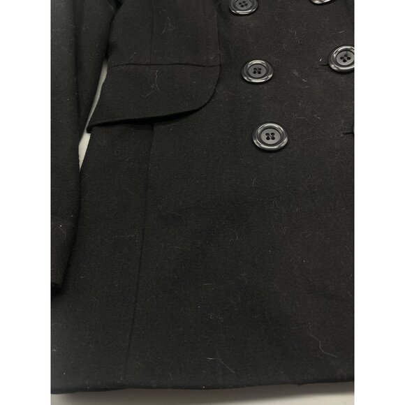jones new York pea coat black button up collar foe pocket wool blend size 4 READ - Picture 3 of 8